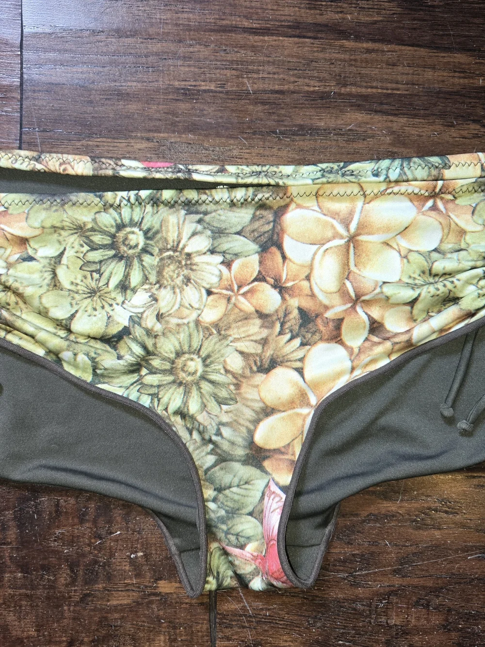 Floral Tie-Back Bandeau Bikini Set - Green Floral, sz L
